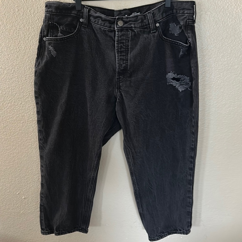 Old Navy High Rise Slouchy Straight Black Jeans Size 18 Petite